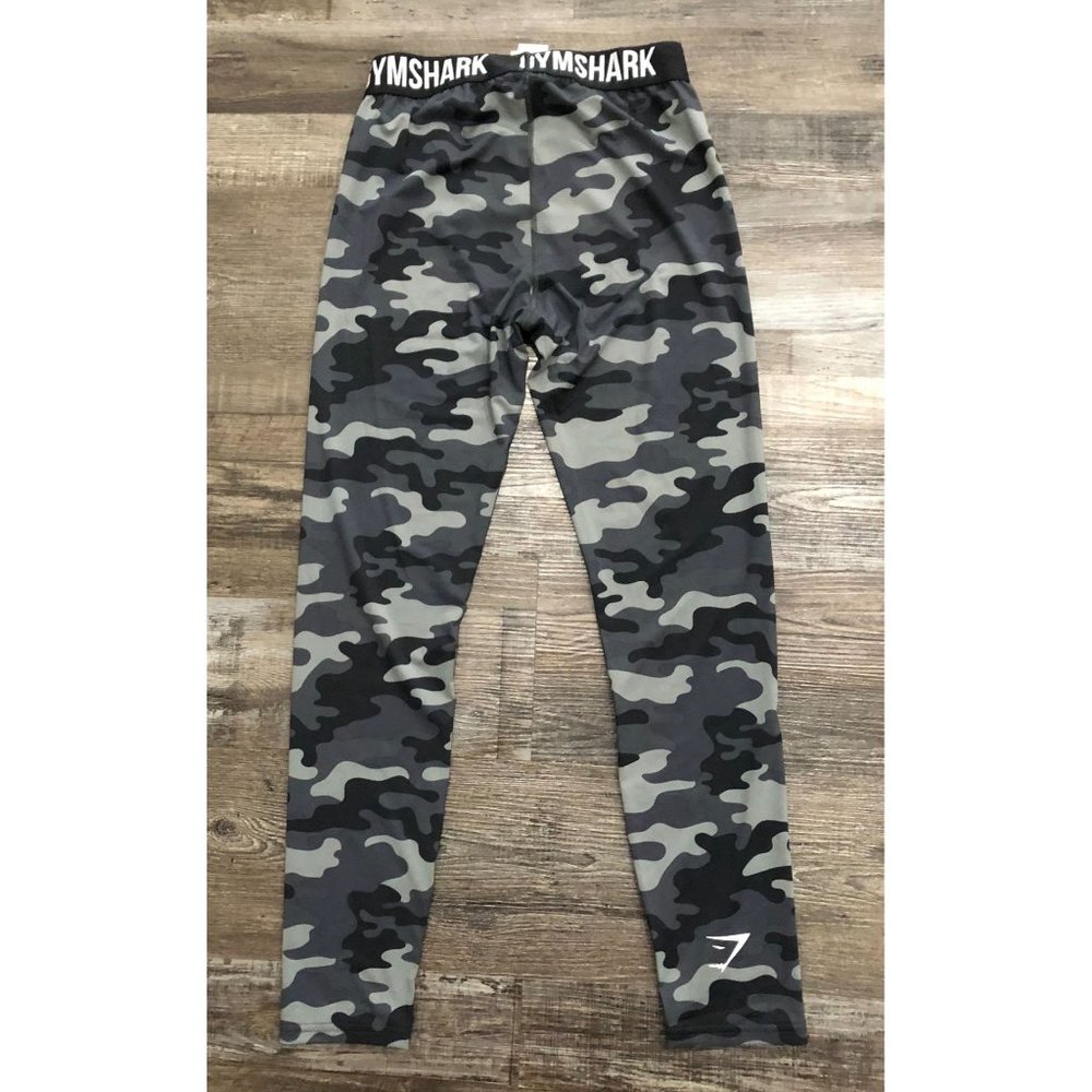 Gymshark Womens Large Black & Gray Camo Athletic Leggings - Picture 2 of 5